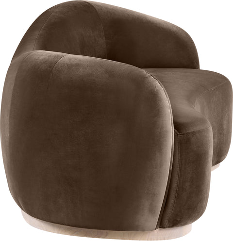 Selene 92.5" Brown Velvet Upholstered Sofa, 1 Piece