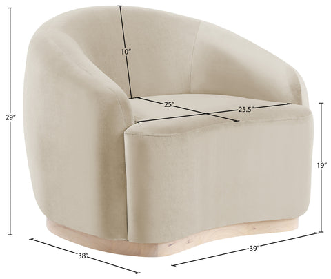 Selene Cream Velvet Upholstered Chair, 1 Piece
