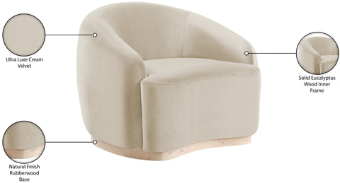 Selene Cream Velvet Upholstered Chair, 1 Piece
