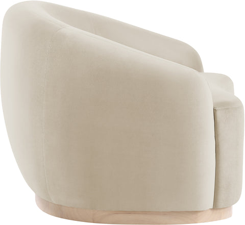 Selene Cream Velvet Upholstered Chair, 1 Piece