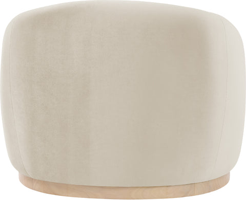 Selene Cream Velvet Upholstered Chair, 1 Piece