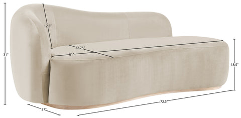 Selene Cream Velvet Upholstered Chaise, 1 Piece