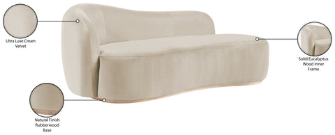 Selene Cream Velvet Upholstered Chaise, 1 Piece