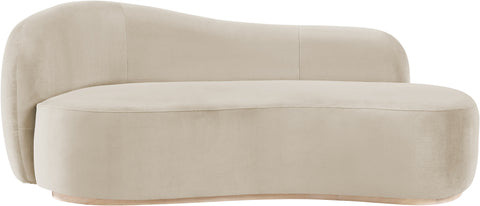 Selene Cream Velvet Upholstered Chaise, 1 Piece