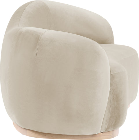 Selene 72.5" Cream Velvet Upholstered Loveseat, 1 Piece
