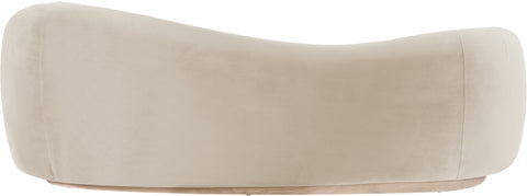 Selene 92.5" Cream Velvet Upholstered Sofa, 1 Piece