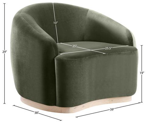 Selene Green Velvet Upholstered Chair, 1 Piece