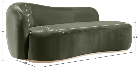 Selene Green Velvet Upholstered Chaise, 1 Piece