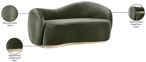 Selene 72.5" Green Velvet Upholstered Loveseat, 1 Piece
