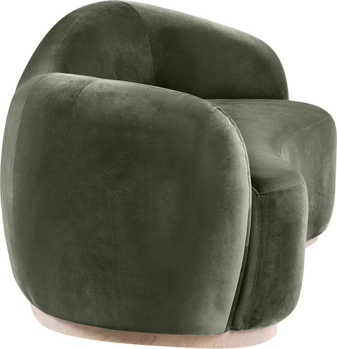 Selene 92.5" Green Velvet Upholstered Sofa, 1 Piece