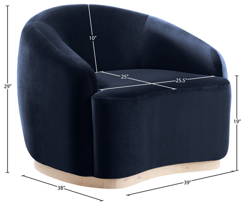 Selene Navy Velvet Upholstered Chair, 1 Piece