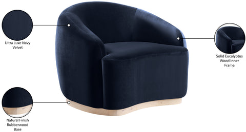 Selene Navy Velvet Upholstered Chair, 1 Piece