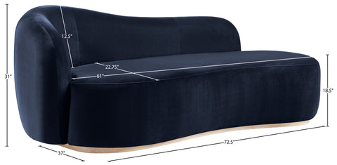 Selene Navy Velvet Upholstered Chaise, 1 Piece