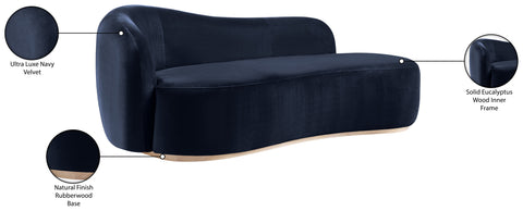Selene Navy Velvet Upholstered Chaise, 1 Piece