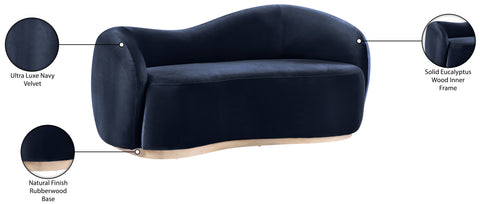 Selene 72.5" Navy Velvet Upholstered Loveseat, 1 Piece