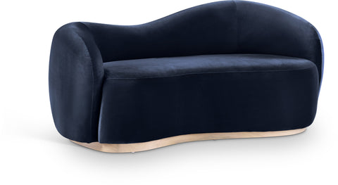 Selene 72.5" Navy Velvet Upholstered Loveseat, 1 Piece