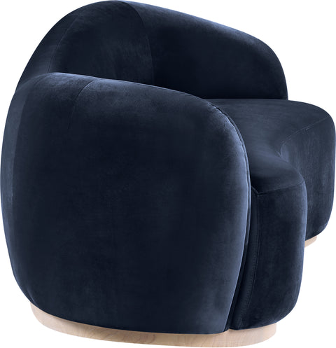 Selene 92.5" Navy Velvet Upholstered Sofa, 1 Piece
