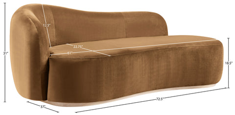 Selene Saddle Velvet Upholstered Chaise, 1 Piece