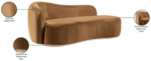 Selene Saddle Velvet Upholstered Chaise, 1 Piece