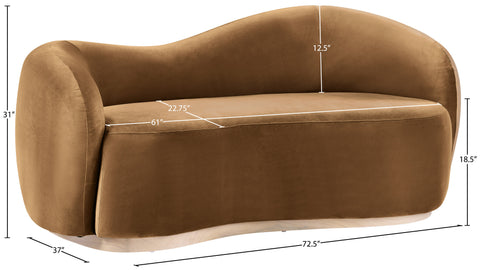 Selene 72.5" Saddle Velvet Upholstered Loveseat, 1 Piece