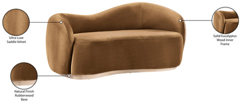 Selene 72.5" Saddle Velvet Upholstered Loveseat, 1 Piece