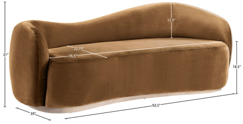 Selene 92.5" Saddle Velvet Upholstered Sofa, 1 Piece