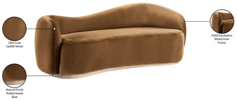 Selene 92.5" Saddle Velvet Upholstered Sofa, 1 Piece