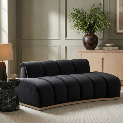 Tessa 78.5" Black Velvet Upholstered Loveseat, 1 Piece