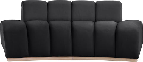 Tessa 78.5" Black Velvet Upholstered Loveseat, 1 Piece