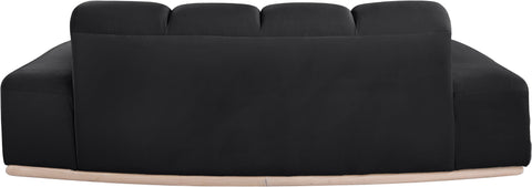 Tessa 78.5" Black Velvet Upholstered Loveseat, 1 Piece