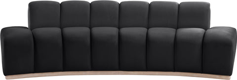 Tessa 106" Black Velvet Upholstered Sofa, 1 Piece