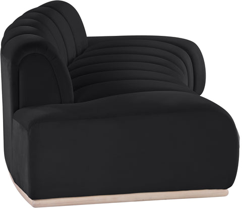 Tessa 106" Black Velvet Upholstered Sofa, 1 Piece