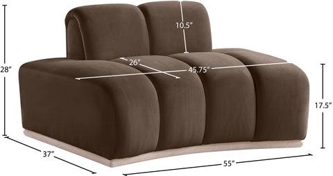 Tessa Brown Velvet Upholstered Chair, 1 Piece