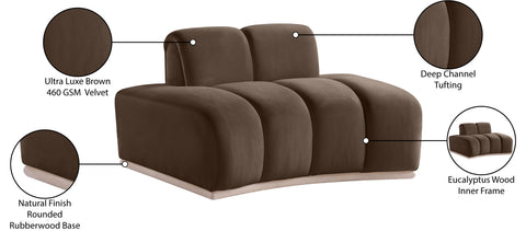 Tessa Brown Velvet Upholstered Chair, 1 Piece