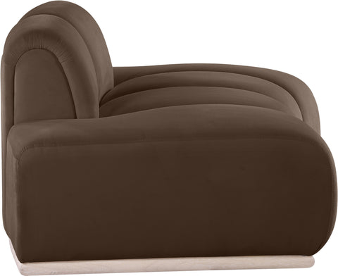 Tessa Brown Velvet Upholstered Chair, 1 Piece