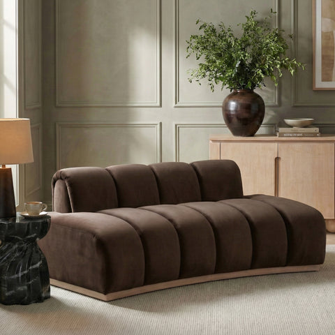 Tessa 78.5" Brown Velvet Upholstered Loveseat, 1 Piece