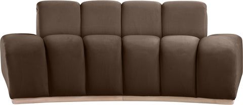 Tessa 78.5" Brown Velvet Upholstered Loveseat, 1 Piece