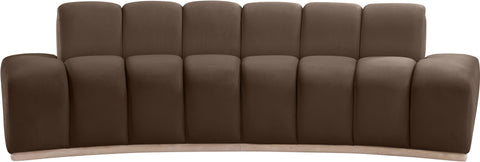 Tessa 106" Brown Velvet Upholstered Sofa, 1 Piece