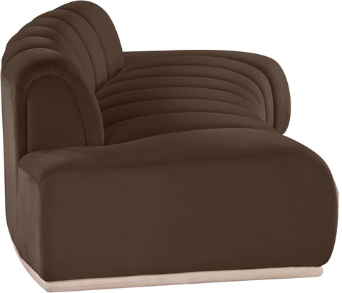 Tessa 106" Brown Velvet Upholstered Sofa, 1 Piece
