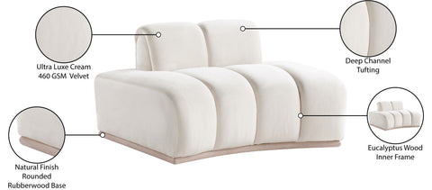 Tessa Cream Velvet Upholstered Chair, 1 Piece
