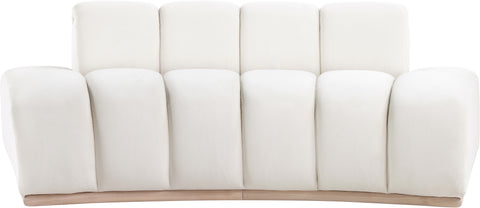 Tessa 78.5" Cream Velvet Upholstered Loveseat, 1 Piece