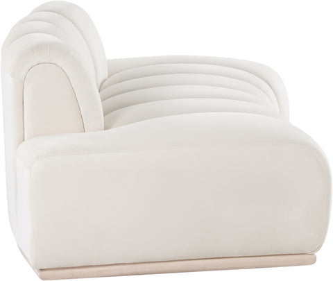 Tessa 78.5" Cream Velvet Upholstered Loveseat, 1 Piece