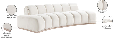 Tessa 106" Cream Velvet Upholstered Sofa, 1 Piece