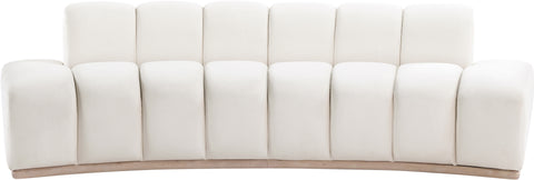 Tessa 106" Cream Velvet Upholstered Sofa, 1 Piece