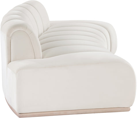 Tessa 106" Cream Velvet Upholstered Sofa, 1 Piece