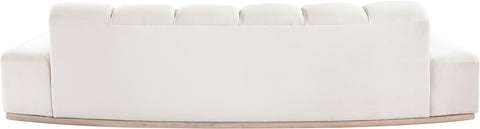 Tessa 106" Cream Velvet Upholstered Sofa, 1 Piece