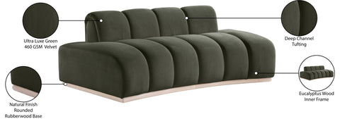 Tessa 78.5" Green Velvet Upholstered Loveseat, 1 Piece
