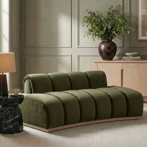 Tessa 78.5" Green Velvet Upholstered Loveseat, 1 Piece