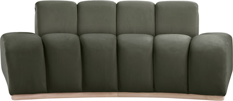 Tessa 78.5" Green Velvet Upholstered Loveseat, 1 Piece