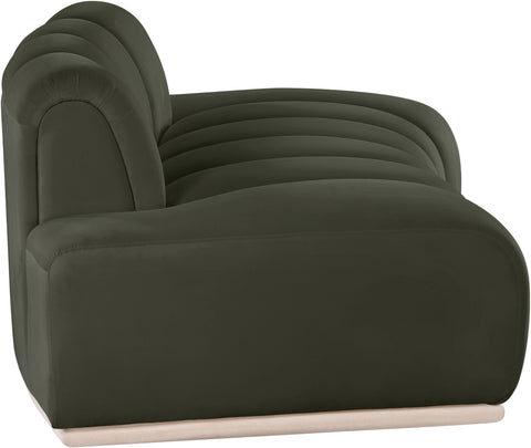 Tessa 78.5" Green Velvet Upholstered Loveseat, 1 Piece